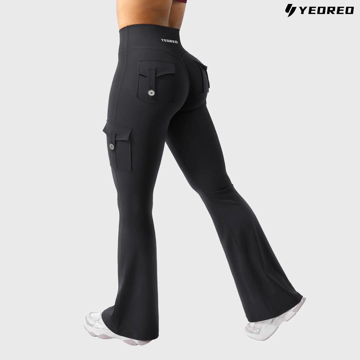 Women's Workout Flare Leggings with Pockets Hidden Scrunch High Waisted Cargo Gym Yoga No Front Seam Leggings Flared Joggers Fitness Outfit Camouflage Sports Pants 75% Nylon 25% Spandex summerwins