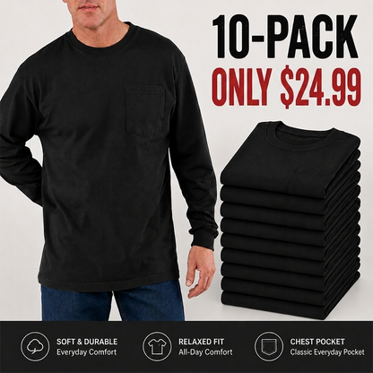 🔥Men's Heavyweight Cotton Pocket T-Shirt – Relaxed Fit Everyday Casual Tee | Big & Tall Available