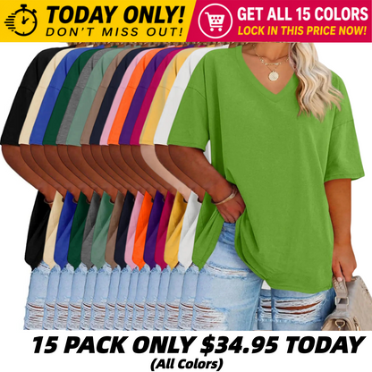 【LAST DAY SALE】Women's V Neck T Shirts Summer Half Sleeve Tee