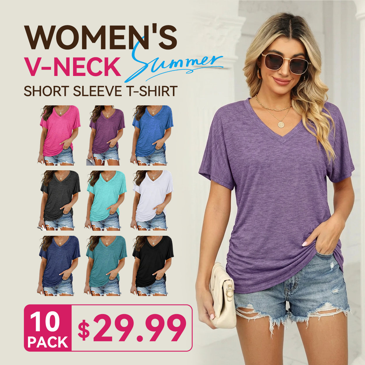 🔥 Women's V-Neck Everyday Tee | Ultra-Soft, Flattering Fit & All-Day Comfort 💖