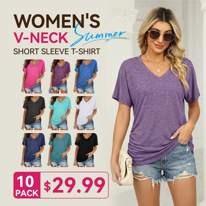 🔥 Women's V-Neck Everyday Tee | Ultra-Soft, Flattering Fit & All-Day Comfort 💖