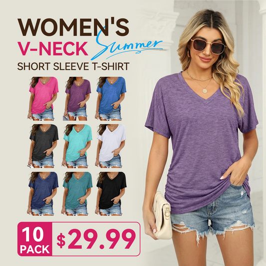 🔥 Women's V-Neck Everyday Tee | Ultra-Soft, Flattering Fit & All-Day Comfort 💖