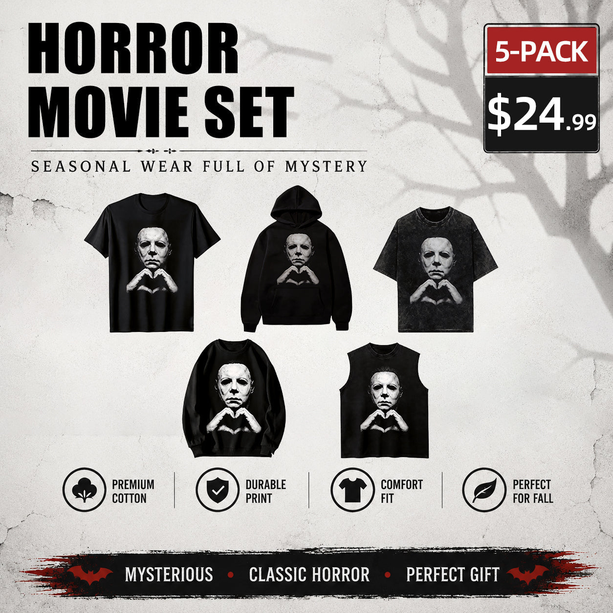 🎃Halloween Gift 🎃 Michael Myers Heart Shirt, Horror Movie Tee, Hoodie and Sweatshirt for autumn and winter