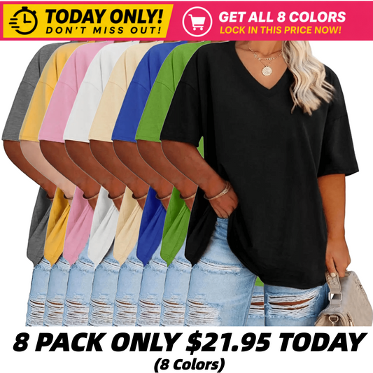 【LAST DAY SALE】Women's V Neck T Shirts Summer Half Sleeve Tee