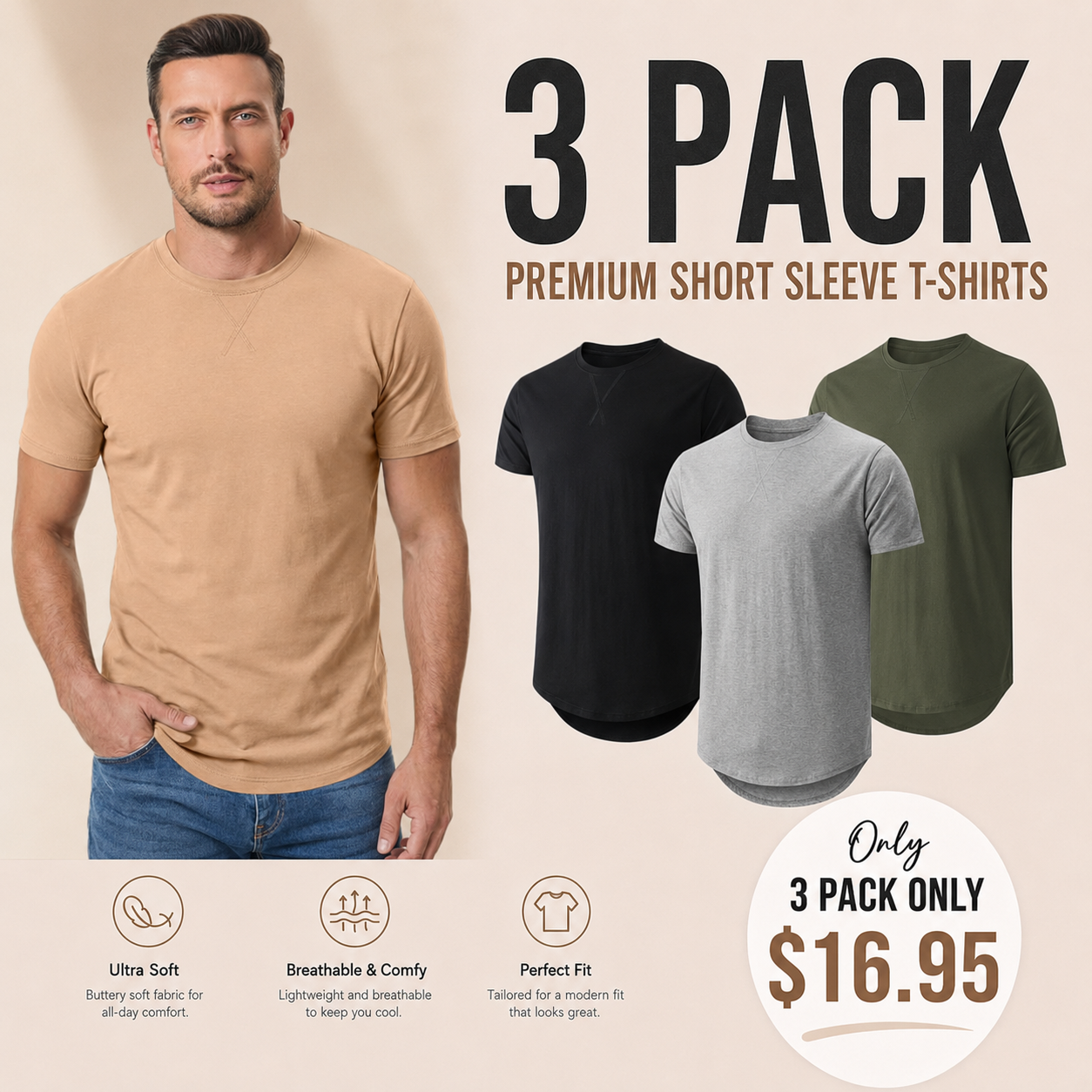 Mens 8 Pack Cotton Hipster Hip Hop Longline Crewneck T-Shirt