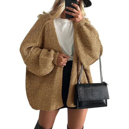 🔥 Limited-Time Sale ✨ Women’s Oversized Cardigan Sweater | Lantern Sleeve Open Front Knit Top | Lightweight Fall Casual Layering Wear 🍂