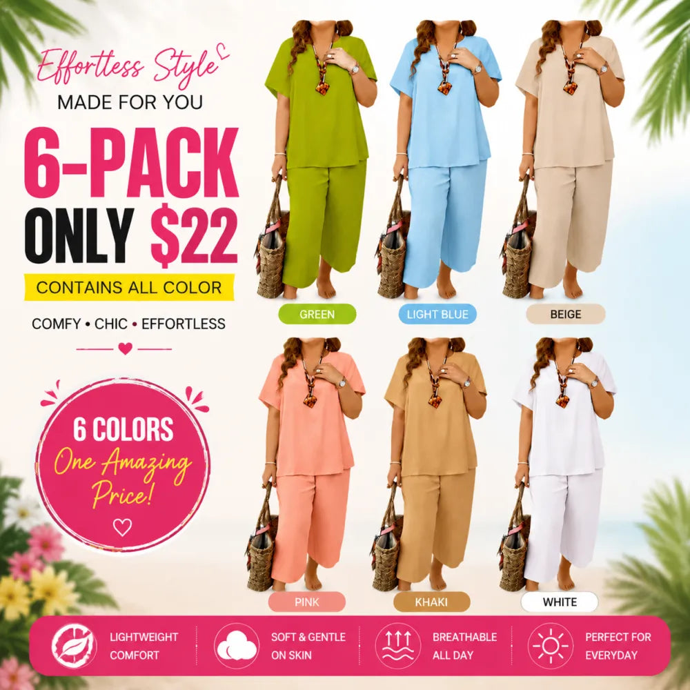 Women's Soft & Comfy 2-Piece Set – Loose Fit Top & Wide Leg Pants for Everyday Wear