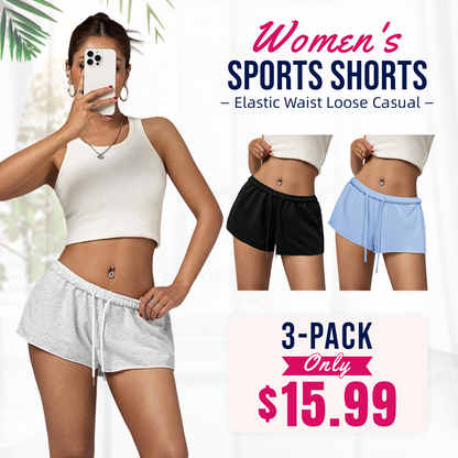 Women's Solid Color Elastic Waist Loose Casual Shorts