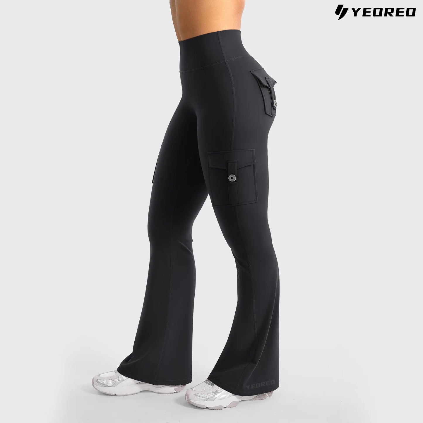 Women's Workout Flare Leggings with Pockets Hidden Scrunch High Waisted Cargo Gym Yoga No Front Seam Leggings Flared Joggers Fitness Outfit Camouflage Sports Pants 75% Nylon 25% Spandex summerwins