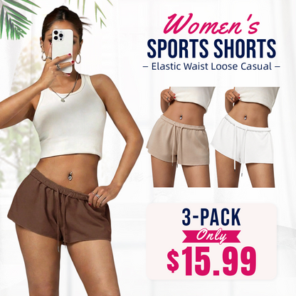 Women's Solid Color Elastic Waist Loose Casual Shorts