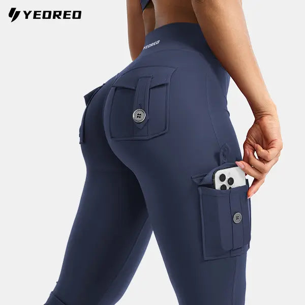 Women's Workout Flare Leggings with Pockets Hidden Scrunch High Waisted Cargo Gym Yoga No Front Seam Leggings Flared Joggers Fitness Outfit Camouflage Sports Pants 75% Nylon 25% Spandex summerwins