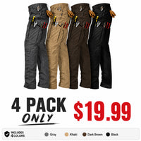 4 PACK ONLY $19.99  Includes: Khaki+Gray+Dark Brown+Black