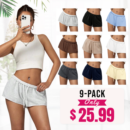 Women's Solid Color Elastic Waist Loose Casual Shorts
