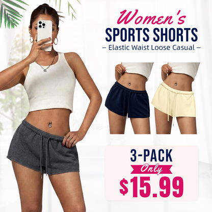 Women's Solid Color Elastic Waist Loose Casual Shorts