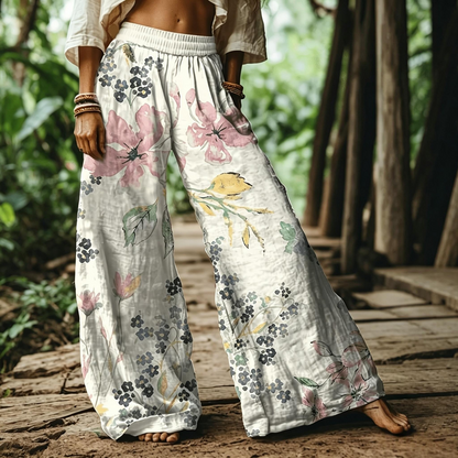 【LAST DAY SALE】Women's Casual Bohemian Style Floral Print Wide Leg Pant