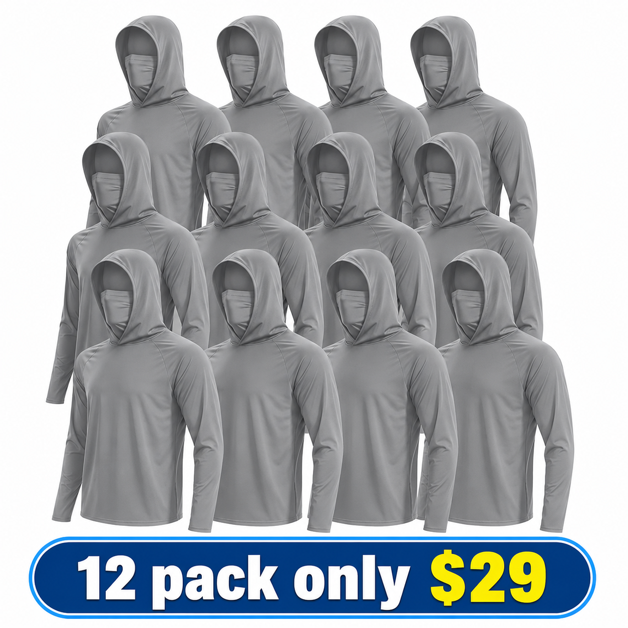 Men's UPF 50+ Long-Sleeve Sun-Protection Hoodie (with Sleeve Pocket and Face Mask)