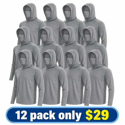 Men's UPF 50+ Long-Sleeve Sun-Protection Hoodie (with Sleeve Pocket and Face Mask)