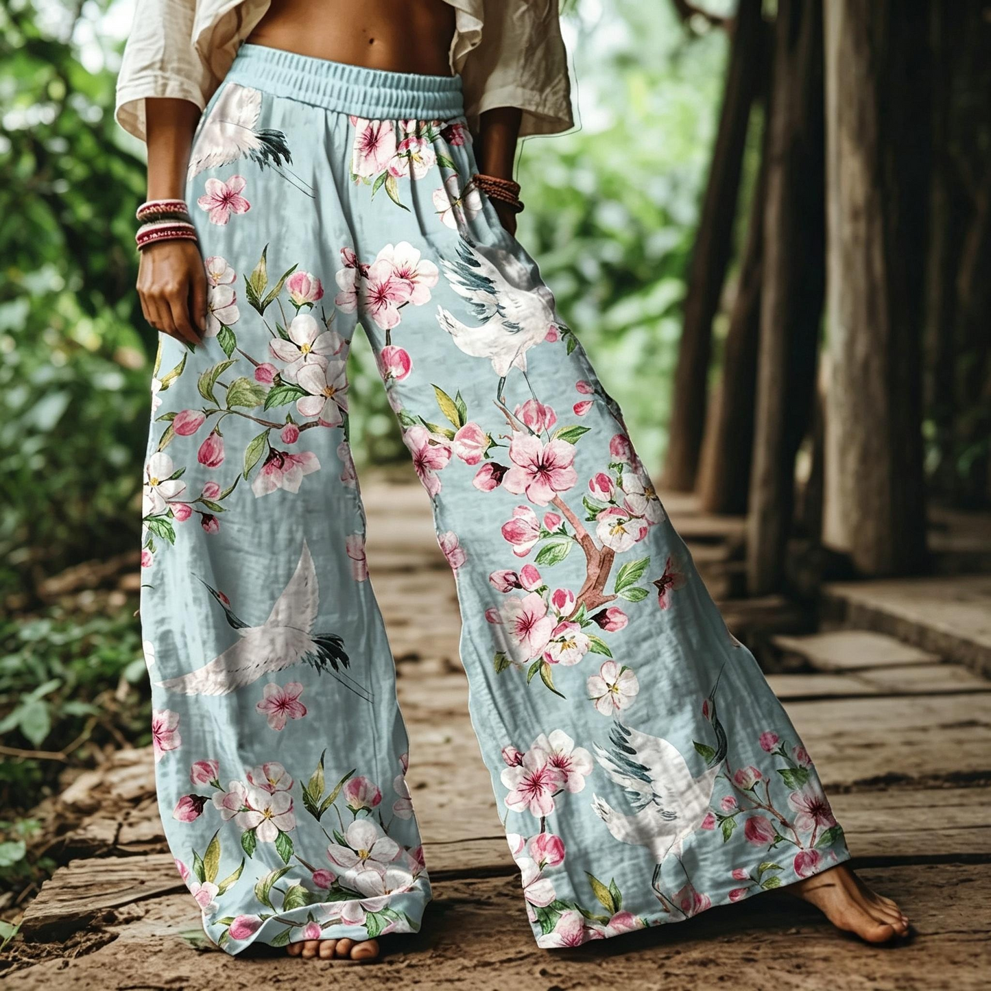 【LAST DAY SALE】Women's Casual Bohemian Style Floral Print Wide Leg Pant