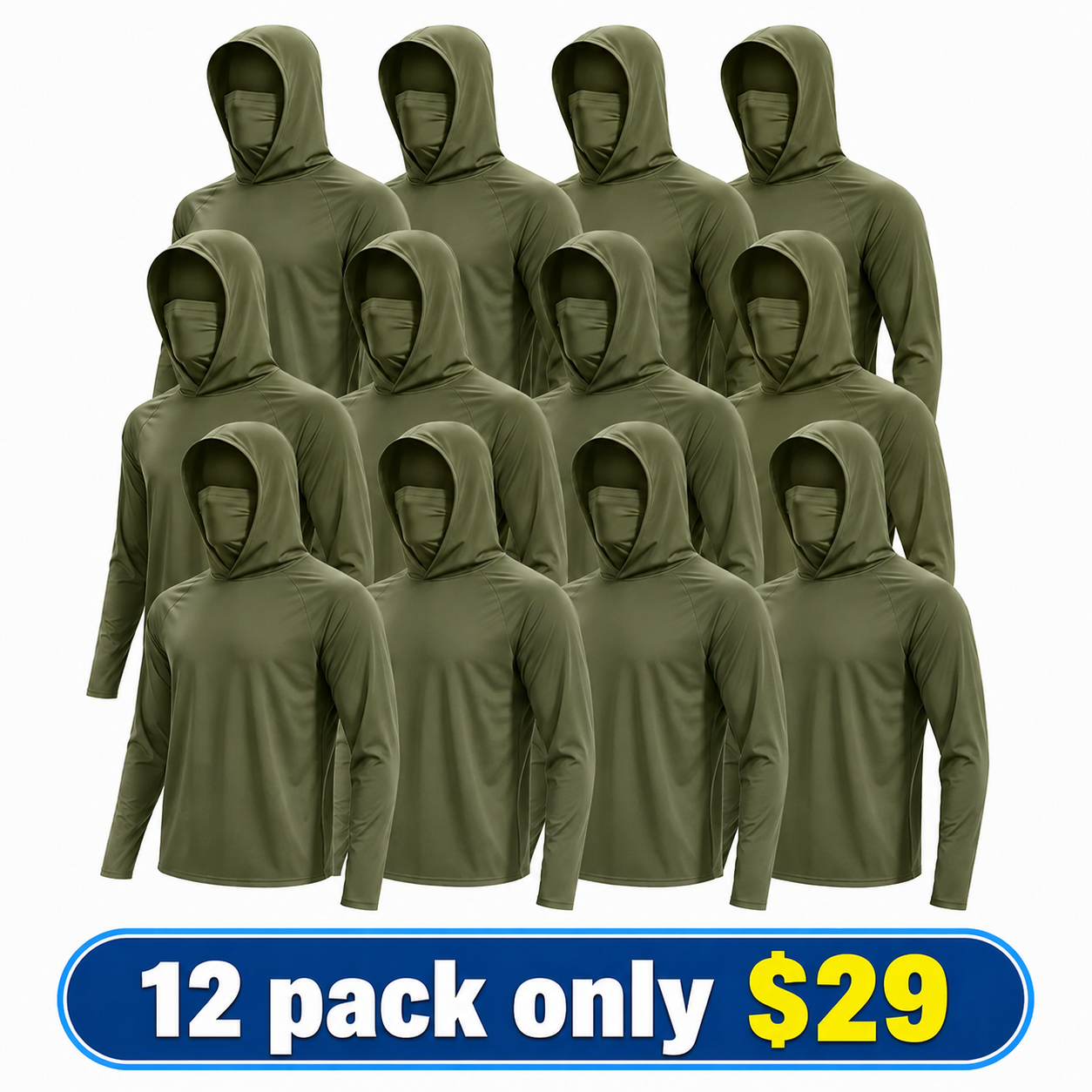 Men's UPF 50+ Long-Sleeve Sun-Protection Hoodie (with Sleeve Pocket and Face Mask)