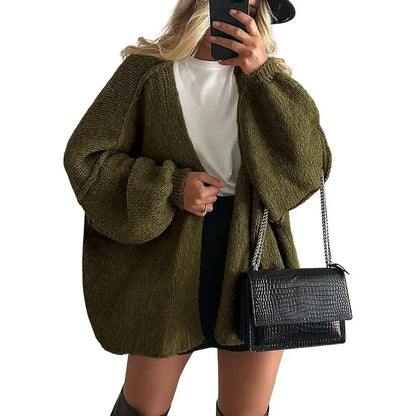 🔥 Limited-Time Sale ✨ Women’s Oversized Cardigan Sweater | Lantern Sleeve Open Front Knit Top | Lightweight Fall Casual Layering Wear 🍂