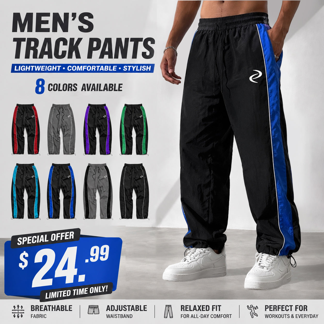 Men’s Casual Sport Jogger Pants | Lightweight Loose Fit Printed Trousers for Everyday Comfort