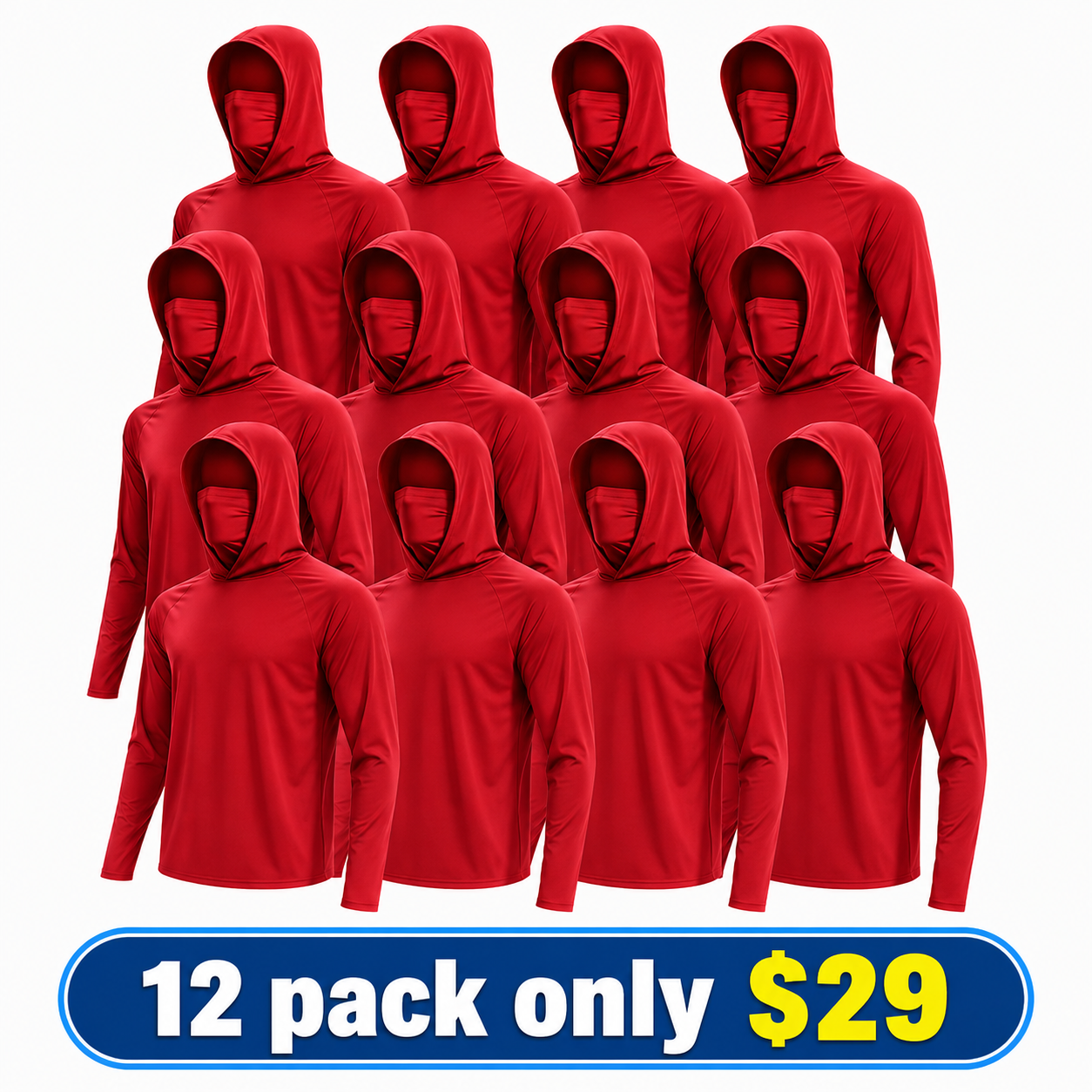 Men's UPF 50+ Long-Sleeve Sun-Protection Hoodie (with Sleeve Pocket and Face Mask)