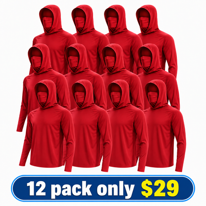 Men's UPF 50+ Long-Sleeve Sun-Protection Hoodie (with Sleeve Pocket and Face Mask)