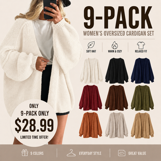 🔥 Limited-Time Sale ✨ Women’s Oversized Cardigan Sweater | Lantern Sleeve Open Front Knit Top | Lightweight Fall Casual Layering Wear 🍂