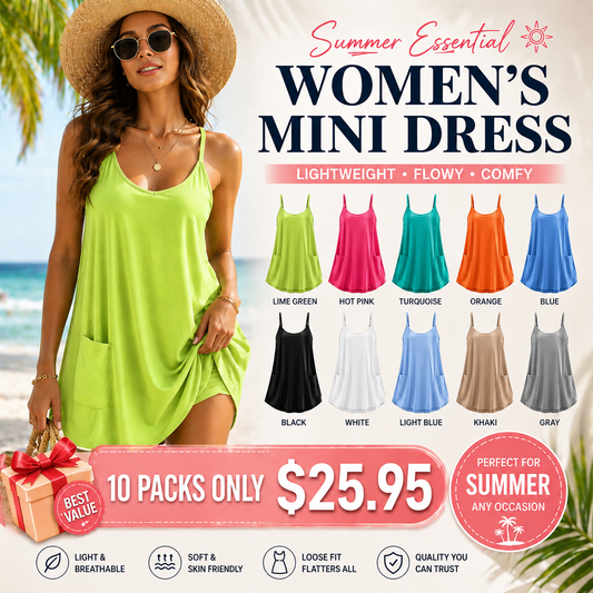 Last Day Promotion - Women's Summer Sleeveless Mini Dress V Neck Spaghetti