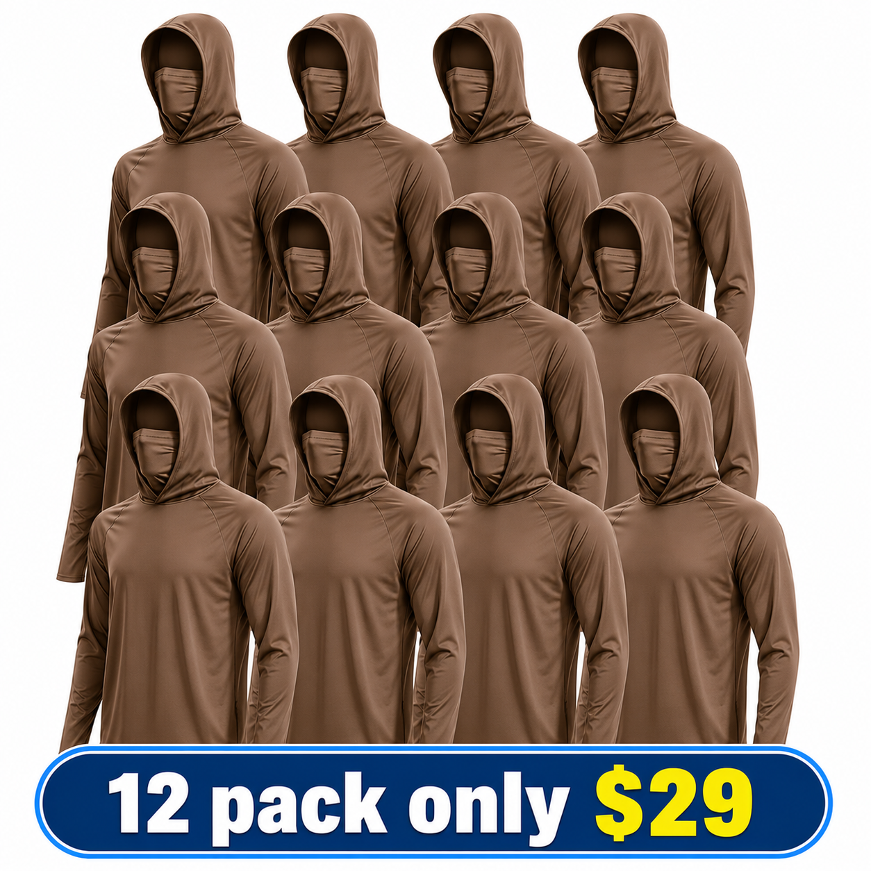 Men's UPF 50+ Long-Sleeve Sun-Protection Hoodie (with Sleeve Pocket and Face Mask)
