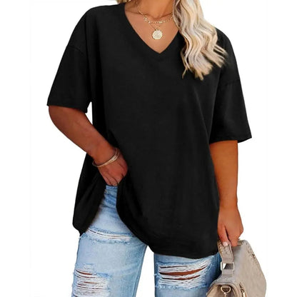 【LAST DAY SALE】Women's V Neck T Shirts Summer Half Sleeve Tee