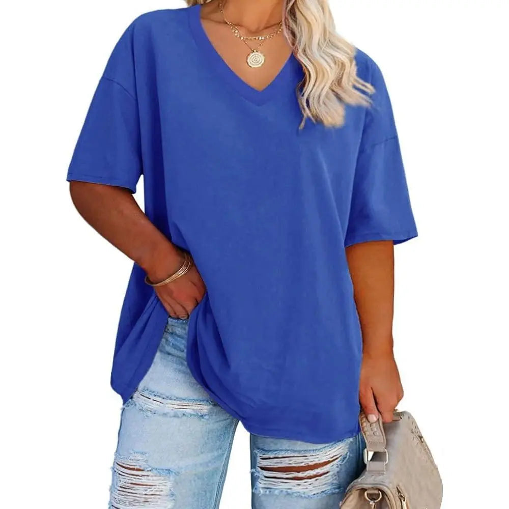【LAST DAY SALE】Women's V Neck T Shirts Summer Half Sleeve Tee