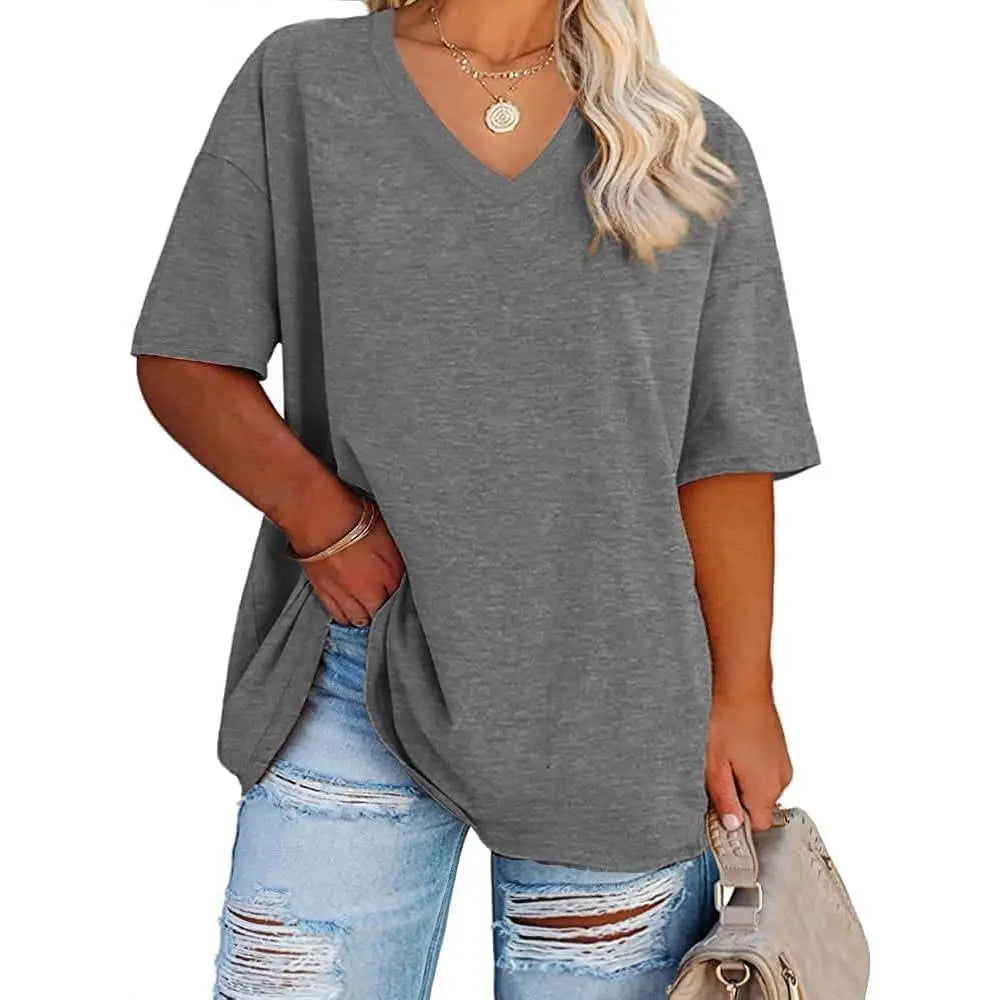 【LAST DAY SALE】Women's V Neck T Shirts Summer Half Sleeve Tee