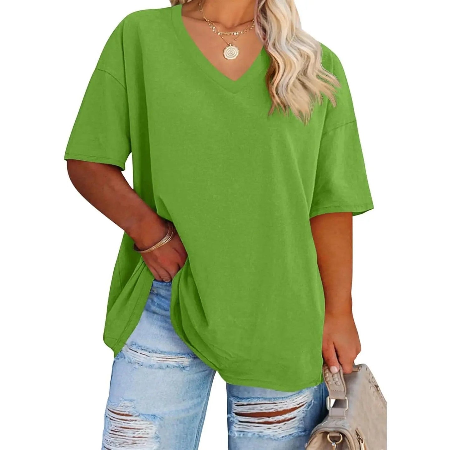 【LAST DAY SALE】Women's V Neck T Shirts Summer Half Sleeve Tee