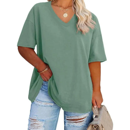 【LAST DAY SALE】Women's V Neck T Shirts Summer Half Sleeve Tee
