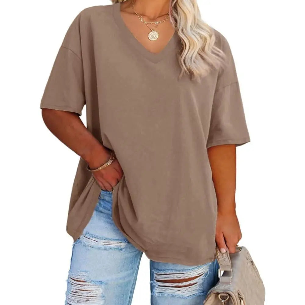 【LAST DAY SALE】Women's V Neck T Shirts Summer Half Sleeve Tee