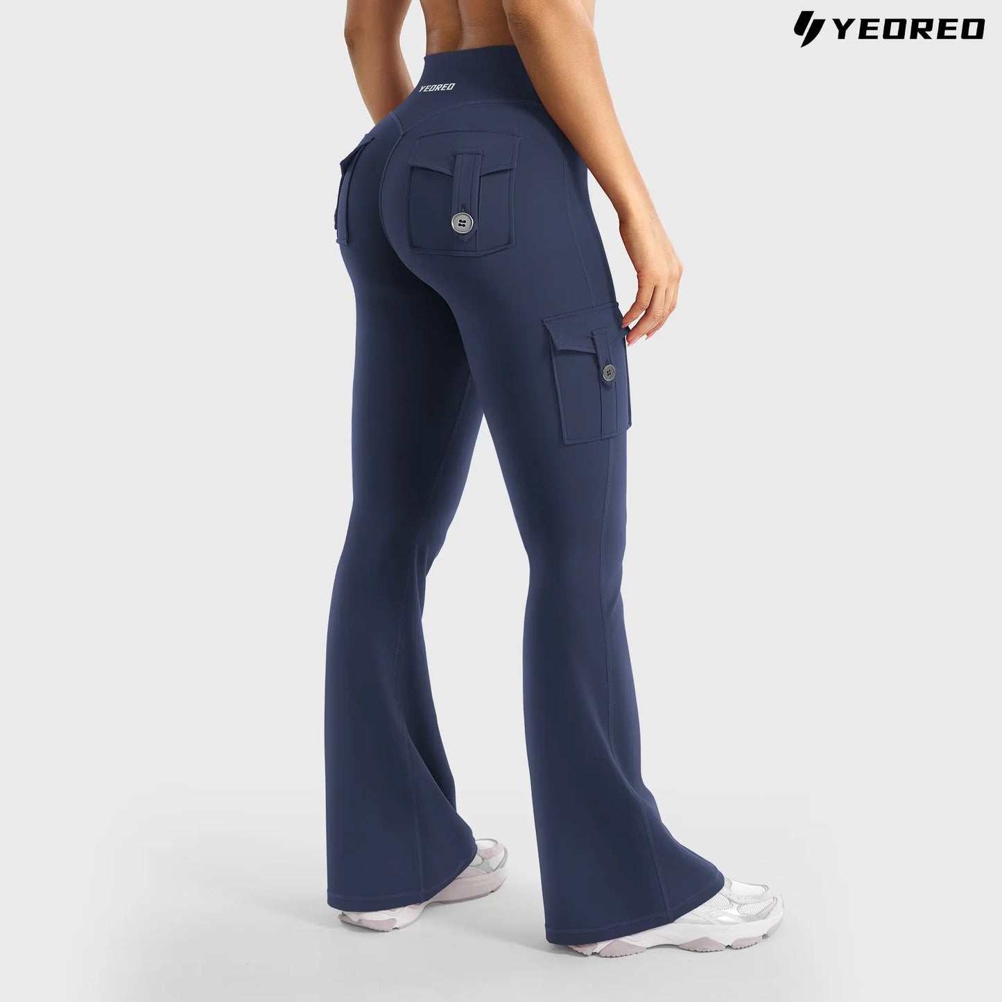 Women's Workout Flare Leggings with Pockets Hidden Scrunch High Waisted Cargo Gym Yoga No Front Seam Leggings Flared Joggers Fitness Outfit Camouflage Sports Pants 75% Nylon 25% Spandex summerwins