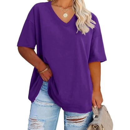 【LAST DAY SALE】Women's V Neck T Shirts Summer Half Sleeve Tee