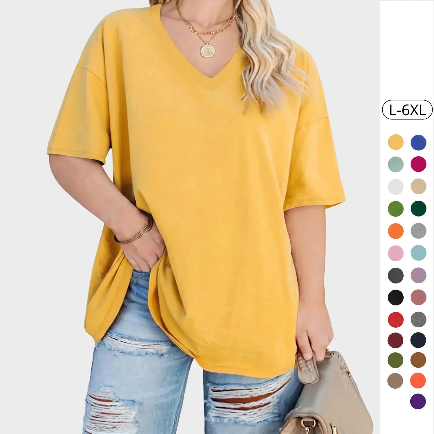 【LAST DAY SALE】Women's V Neck T Shirts Summer Half Sleeve Tee