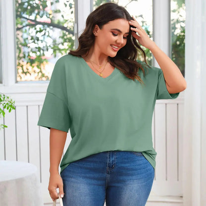 【LAST DAY SALE】Women's V Neck T Shirts Summer Half Sleeve Tee