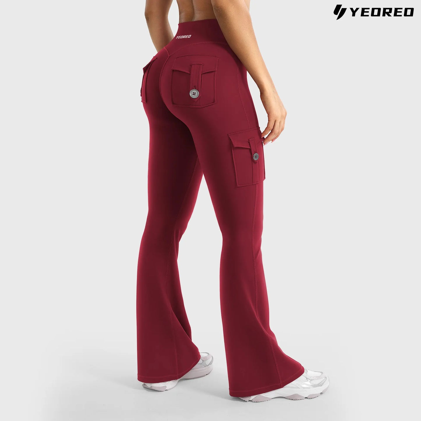 Women's Workout Flare Leggings with Pockets Hidden Scrunch High Waisted Cargo Gym Yoga No Front Seam Leggings Flared Joggers Fitness Outfit Camouflage Sports Pants 75% Nylon 25% Spandex summerwins