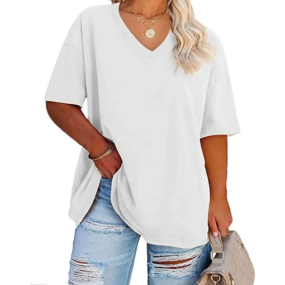 【LAST DAY SALE】Women's V Neck T Shirts Summer Half Sleeve Tee