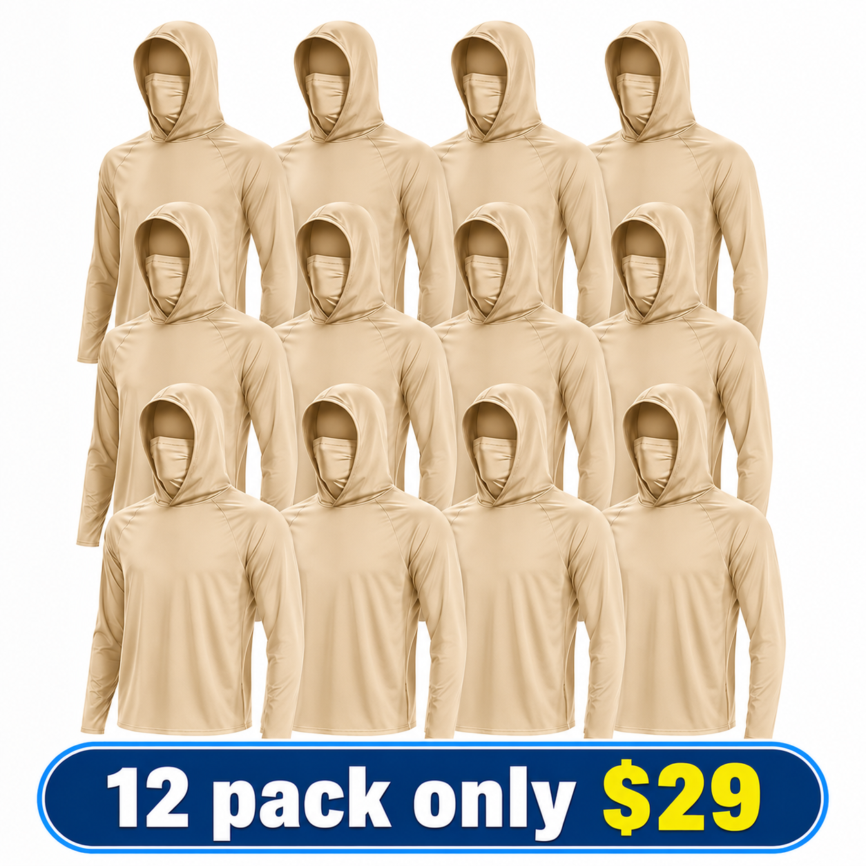 Men's UPF 50+ Long-Sleeve Sun-Protection Hoodie (with Sleeve Pocket and Face Mask)