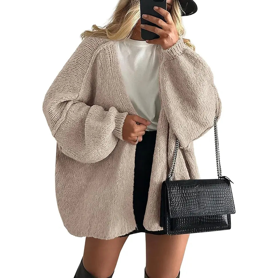🔥 Limited-Time Sale ✨ Women’s Oversized Cardigan Sweater | Lantern Sleeve Open Front Knit Top | Lightweight Fall Casual Layering Wear 🍂