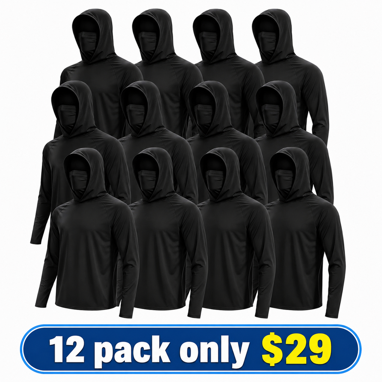 Men's UPF 50+ Long-Sleeve Sun-Protection Hoodie (with Sleeve Pocket and Face Mask)