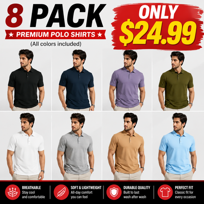 Men’s Polo Shirts Short Sleeve Classic Fit Breathable Casual Golf Shirts