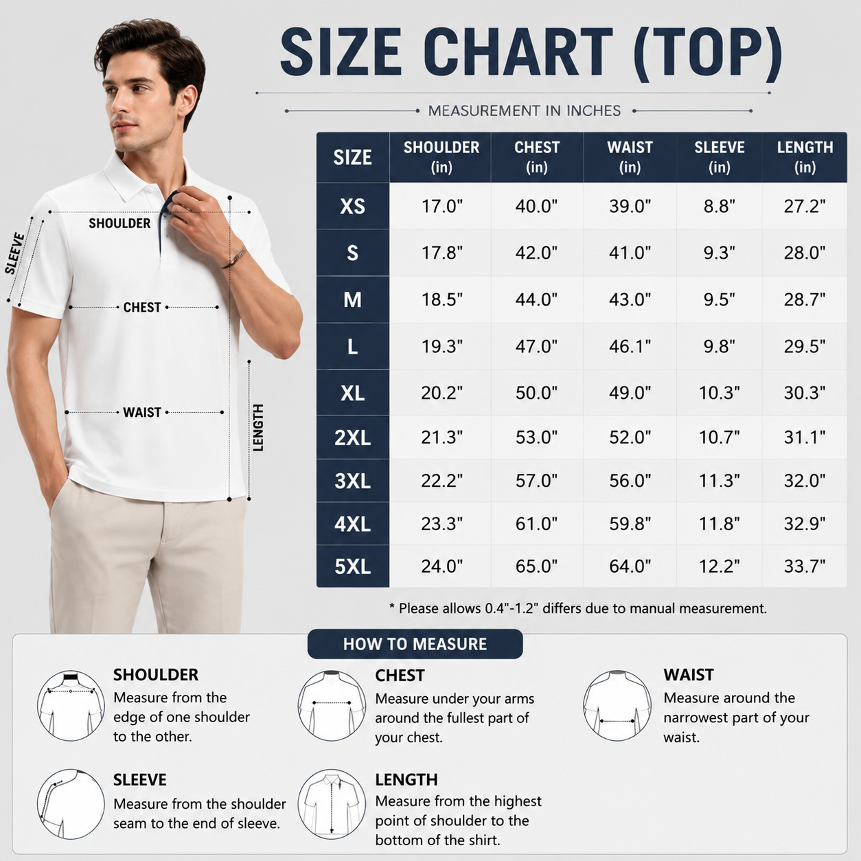 Men’s Polo Shirts Short Sleeve Classic Fit Breathable Casual Golf Shirts