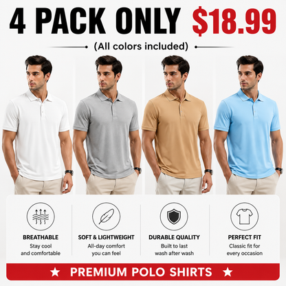 Men’s Polo Shirts Short Sleeve Classic Fit Breathable Casual Golf Shirts