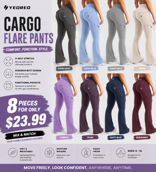 Women's Workout Flare Leggings with Pockets Hidden Scrunch High Waisted Cargo Gym Yoga No Front Seam Leggings Flared Joggers Fitness Outfit Camouflage Sports Pants 75% Nylon 25% Spandex summerwins